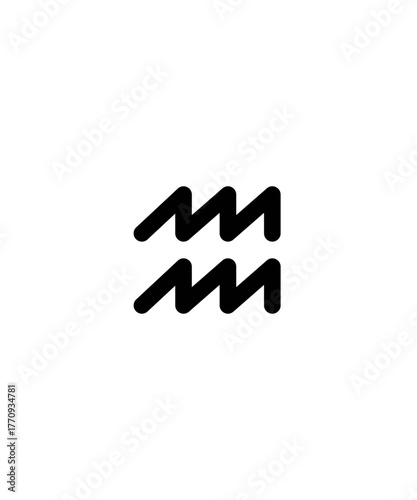 Minimalist Black Aquarius Zodiac Sign Astrological Symbol