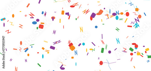 Bright confetti abstract background, colorful shapes flying, modern festive celebration design, minimal playful pattern, vibrant scattered geometric art texture wallpaper