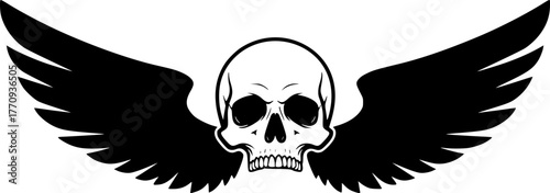 Skull With Wings | Minimalist and Simple Silhouette - Vector illustration
