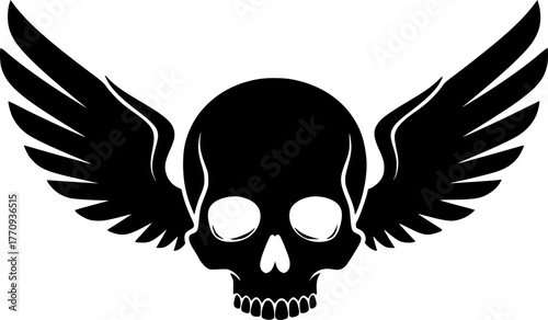 Skull With Wings | Minimalist and Simple Silhouette - Vector illustration
