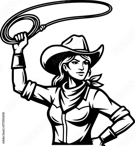 Cowgirl - High Quality Vector Logo - Vector illustration ideal for T-shirt graphic
