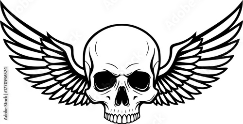 Skull With Wings | Minimalist and Simple Silhouette - Vector illustration
