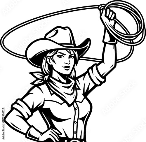 Cowgirl - High Quality Vector Logo - Vector illustration ideal for T-shirt graphic
