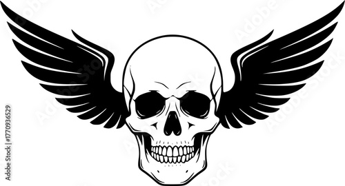 Skull With Wings | Minimalist and Simple Silhouette - Vector illustration
