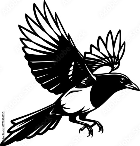 Magpie - High Quality Vector Logo - Vector illustration ideal for T-shirt graphic
