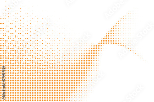 Orange halftone gradient curve abstract background, dotted smooth wave pattern with modern bright texture, dynamic minimal design for wallpaper, poster, or digital artwork