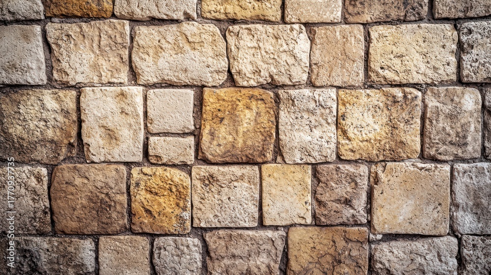 Fototapeta premium Natural limestone tiles seamless background texture stone surface pattern overhead view neutral tones architectural material rustic authentic web design backdrop
