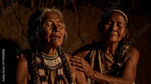 Elder Women Chanting During Labor Support Ritual by Firelight