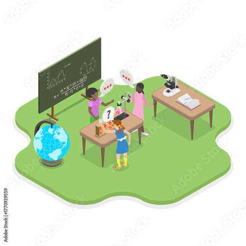 3D Isometric Flat Vector Illustration of Summer Vacation Camps, Hobbies and Performance. Item 1
