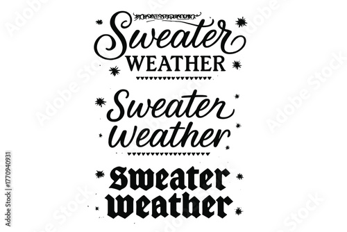 Sweater Weather Calligraphy. Sweater Weather. Create a calligraphy lettering illustration of the phrase:
