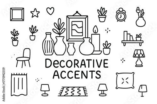 Decorative Accents Doodle. Decorative accents. Hand-drawn doodle illustration of decorative accents. In the