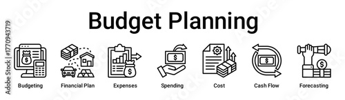 Budget Planning banner web icon vector illustration concept for business with icon of Budgeting, Financial Plan, Expenses, Spending, Cost, Cash Flow.