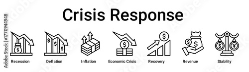 Crisis Response banner web icon vector illustration concept for business with icon of Recession, Deflation, Inflation, Economic crisis, Recovery, Revenue.
