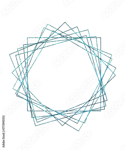 Abstract Geometric Circular Frame Pattern with Textured Blue Lines