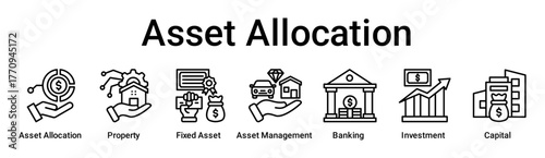 Asset Allocation banner web icon vector illustration concept for business with icon of Asset allocation, Property, Fixed Asset, Asset Management, Banking, Investment.