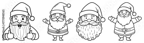 Santa Claus cartoon figures set – standing, waving and cheerful Christmas poses