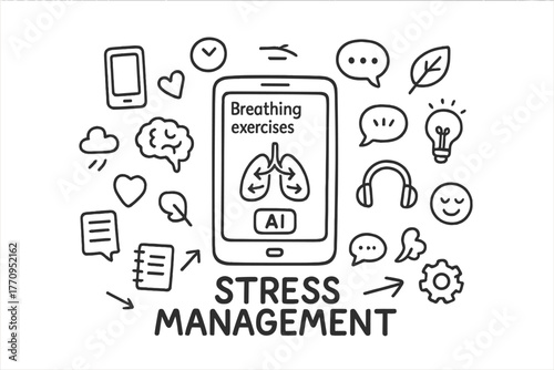 Doodle Stress Management. Stress management. Hand-drawn doodle illustration of stress management. In the