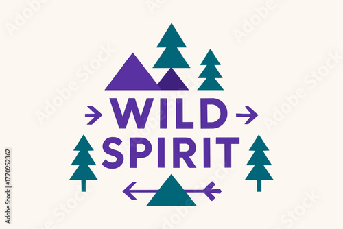 Geometric Wild Spirit. Wild Spirit. geometric sans-serif typography with flat minimalist fills, long angled