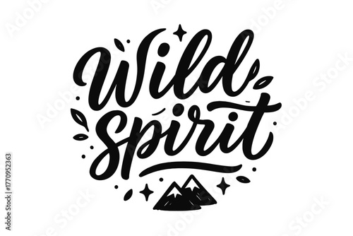 Wild Spirit Artistry. Wild Spirit. modern hand lettering with bold black brush strokes, flowing organic curves