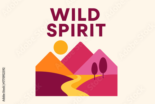 Geometric Wilderness Design. Wild Spirit. modern minimalist geometric vector design, bold typography with flat