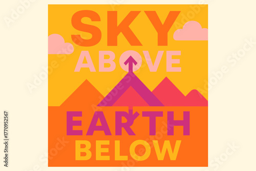 Geometric Minimalist Landscape. Sky Above Earth Below. modern minimalist geometric vector design, bold