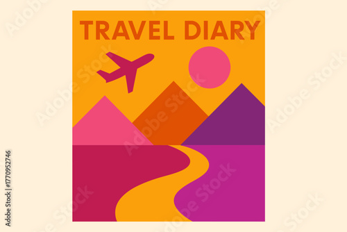 Minimalist Travel Vibes. Travel Diary. modern minimalist geometric vector composition, bold typography with
