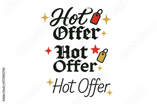 Hot Offer Calligraphy Styles. Hot Offer. Create a calligraphy lettering illustration of the phrase: Hot Offer.