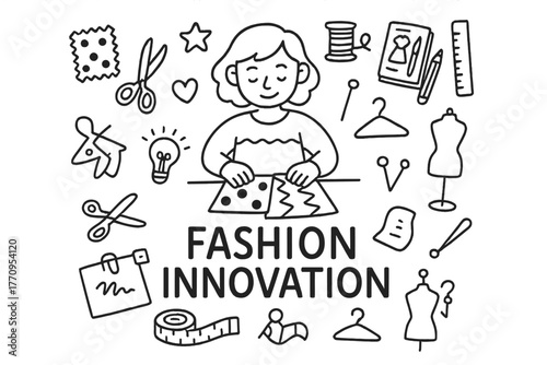 Fashion Innovation Doodle. Fashion innovation. Hand-drawn doodle illustration of fashion innovation. In the
