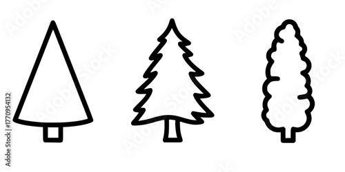 Landscape Plan Tree Canopy Shapes Flat Vector Icon Set