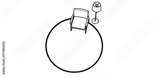 Top View Interior Blueprint Floor Plan Line Art Vector