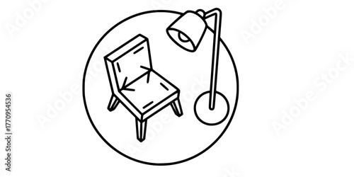 Top View Interior Blueprint Floor Plan Line Art Vector