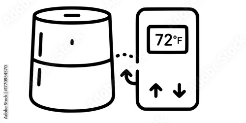 Smart Home Device Hub and Thermostat Flat Vector Icon