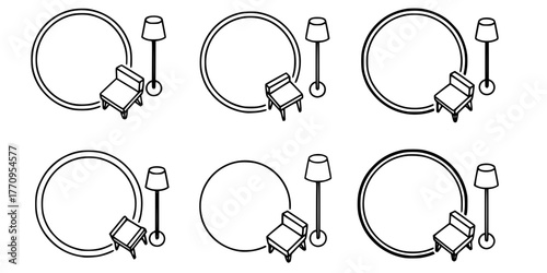 Top View Interior Blueprint Floor Plan Line Art Vector