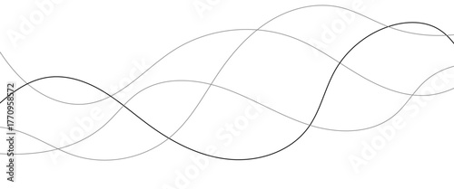 Technology abstract lines on white background. Undulate Grey Wave Swirl, frequency sound wave, twisted curve lines with blend effect