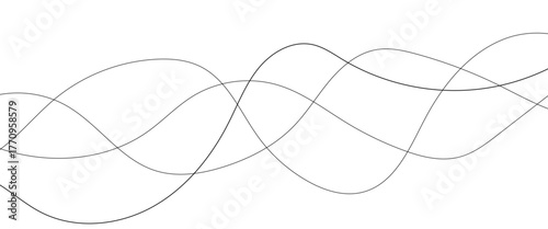 Technology abstract lines on white background. Undulate Grey Wave Swirl, frequency sound wave, twisted curve lines with blend effect
