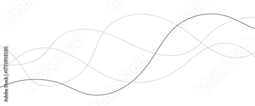 Technology abstract lines on white background. Undulate Grey Wave Swirl, frequency sound wave, twisted curve lines with blend effect