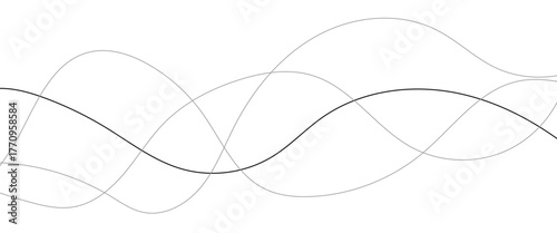 Abstract wavy black and white curved lines.