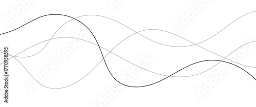 Technology abstract lines on white background. Undulate Grey Wave Swirl, frequency sound wave, twisted curve lines with blend effect