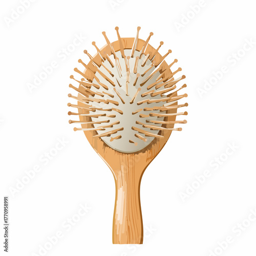 Wooden hairbrush with natural bristles