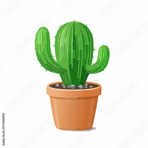 Potted cactus in small ceramic pot