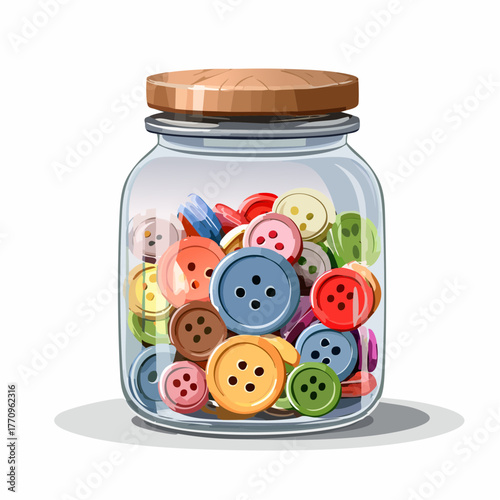 Glass jar filled with buttons