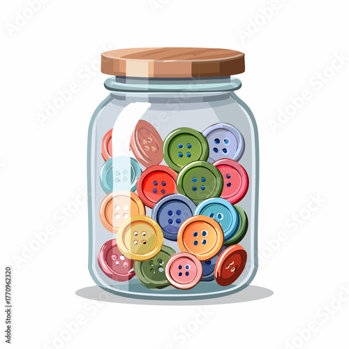 
Glass jar filled with buttons
