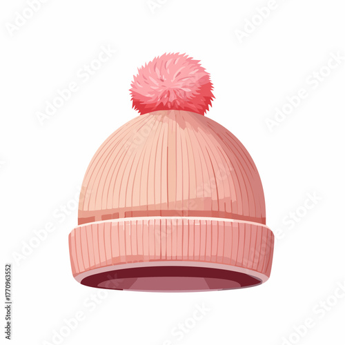 Knitted wool hat with pom pom