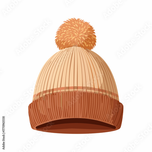 Knitted wool hat with pom pom