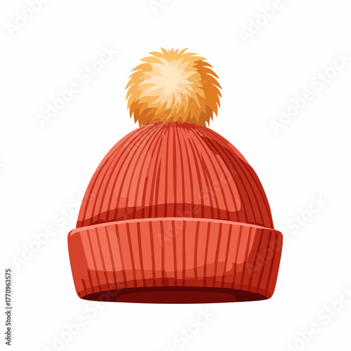 Knitted wool hat with pom pom