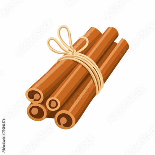 Bundle of cinnamon sticks tied with rope