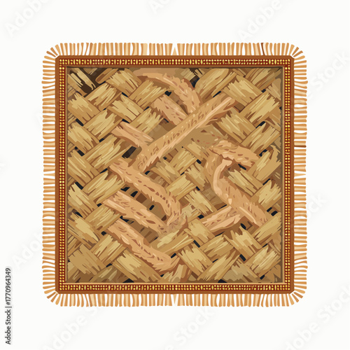 Woven door mat with border pattern