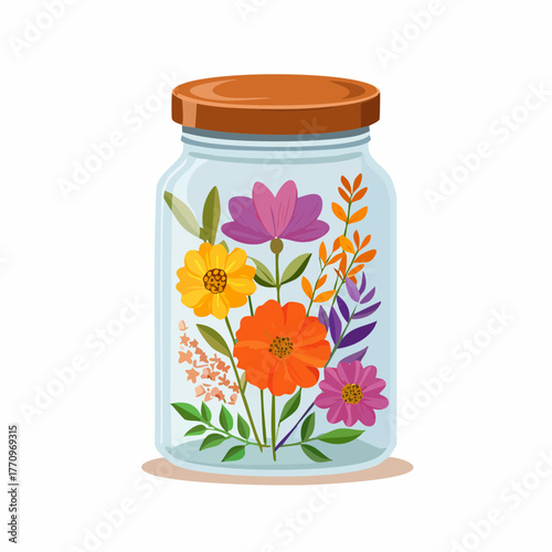 Jar of dried flowers