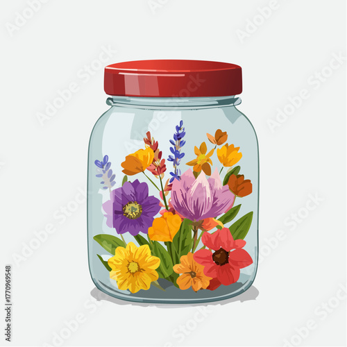 Jar of dried flowers