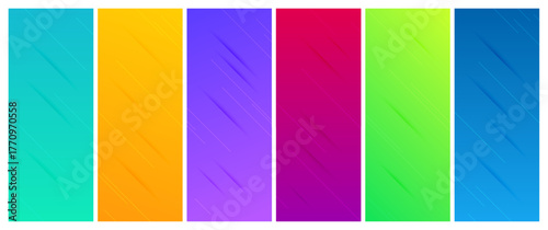 Set of abstract gradient backgrounds with lines